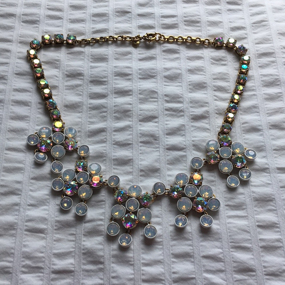 J. Crew white & gold cluster necklace, rainbow 💎